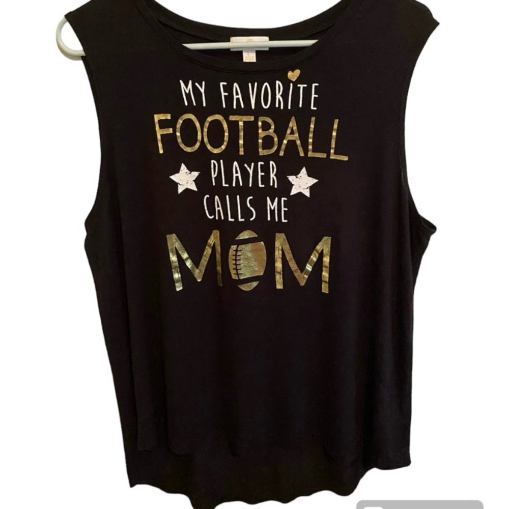 Charming Charlie Black Tank Top Football Mom Design